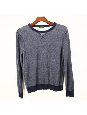 Express Mens Cotton Crew Neck Heather Navy Blue Sweater Medium